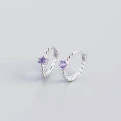S925 beads diamond huggie earrings