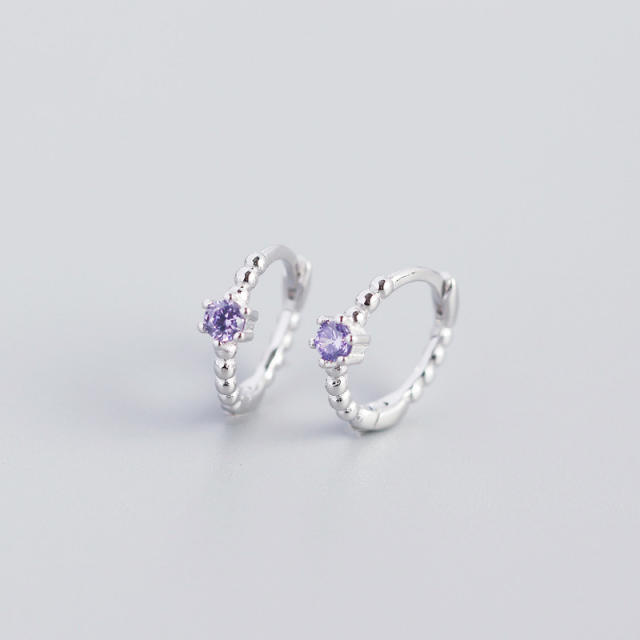 S925 beads diamond huggie earrings