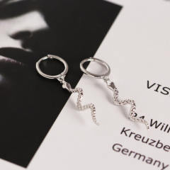 S925 silver snake huggie earrings