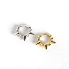 S925 silver bead rivet huggie earrings