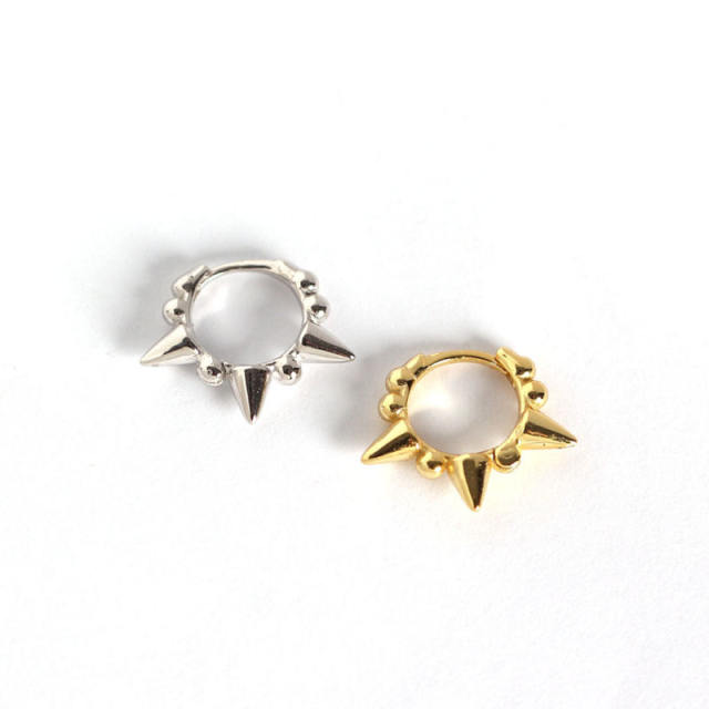 S925 silver bead rivet huggie earrings