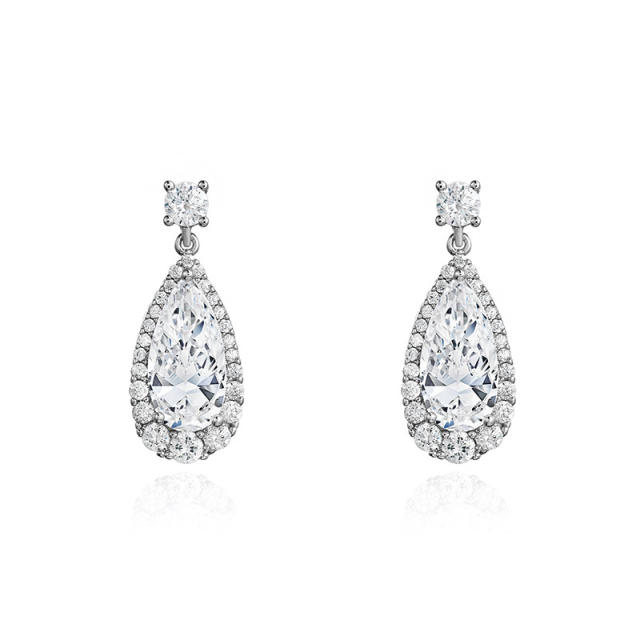 Cubic zircon elegant drop earrings