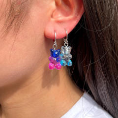 Cute jellly bear colored huggie earrings