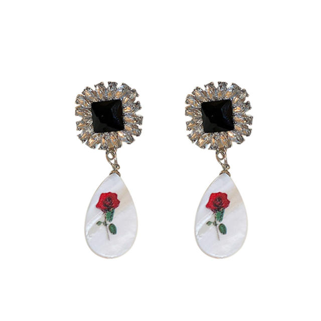Vintage acrylic drop diamond earrings