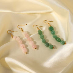 Natural stone bead 18KG stainless steel earrings