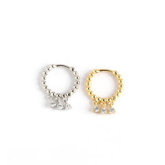 S925 beaded huggie earrings