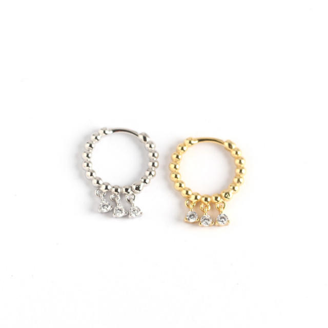 S925 beaded huggie earrings
