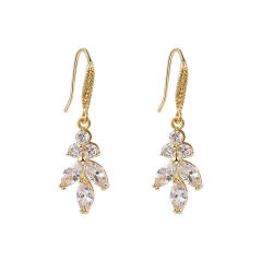 Amazon hot sale cubic zircon leaf earrings