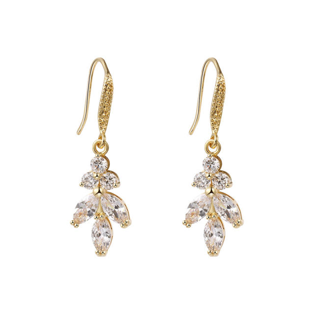 Amazon hot sale cubic zircon leaf earrings