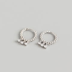 S925 beaded huggie earrings