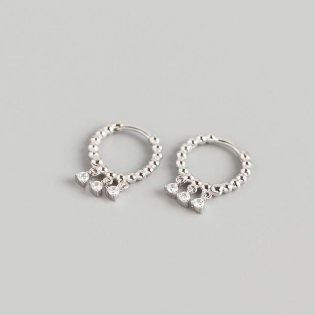 S925 beaded huggie earrings