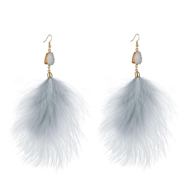 Feather plush earrings