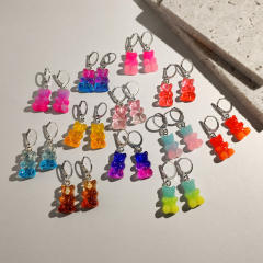 Cute jellly bear colored huggie earrings
