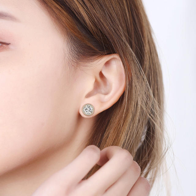 Elegant S925 needle round ear studs