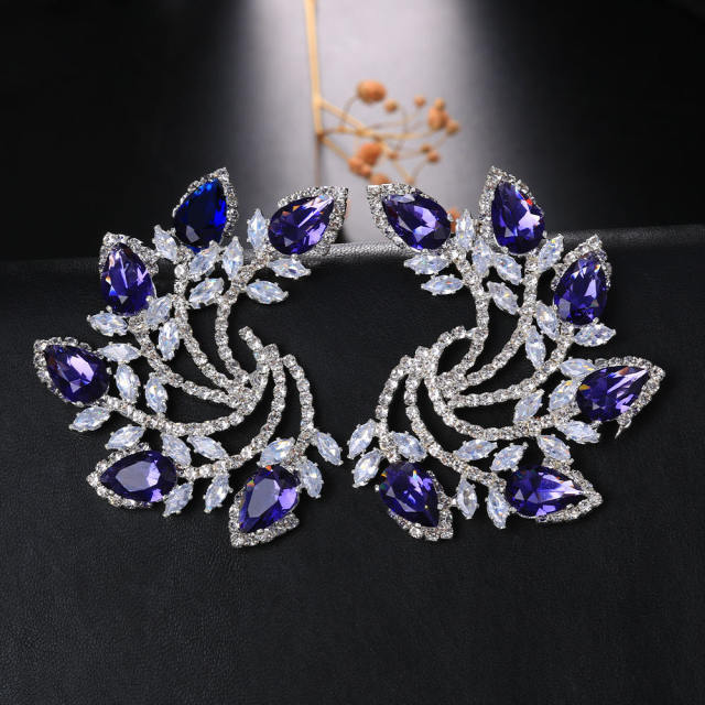 Faux Amethyst statement ear studs