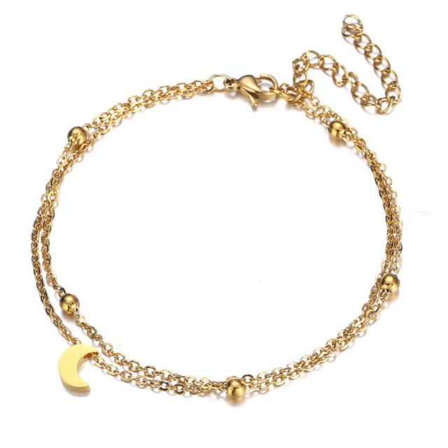 Two layer dainty stainless steel bracelet