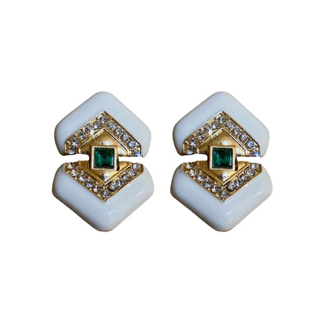 Vintage enamel ear studs