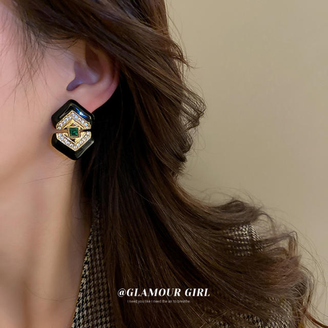 Vintage enamel ear studs