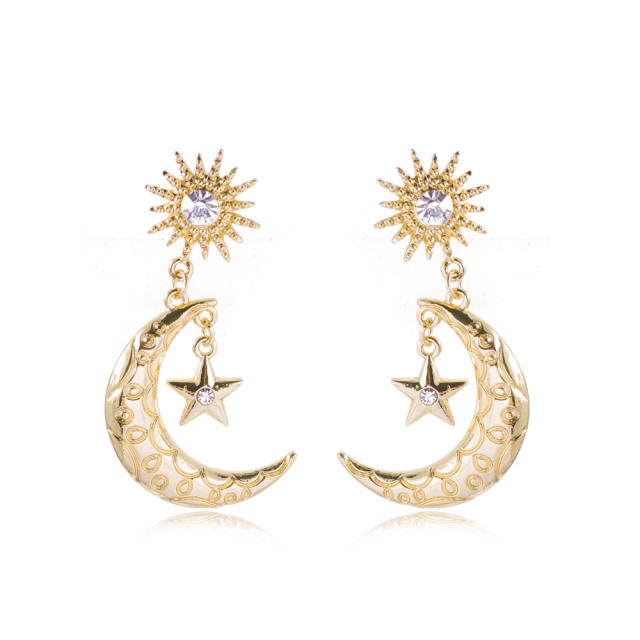 Moon star zircon earrings