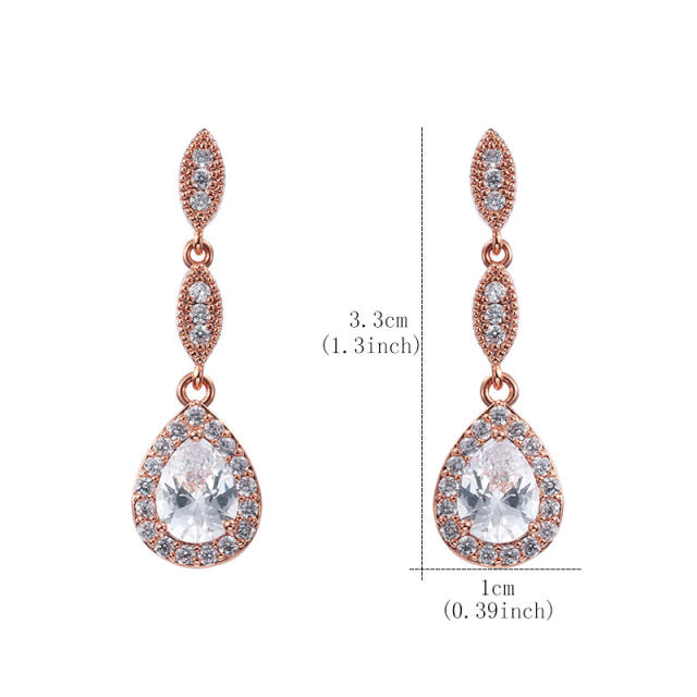 Classic cubic zircon drop earrings