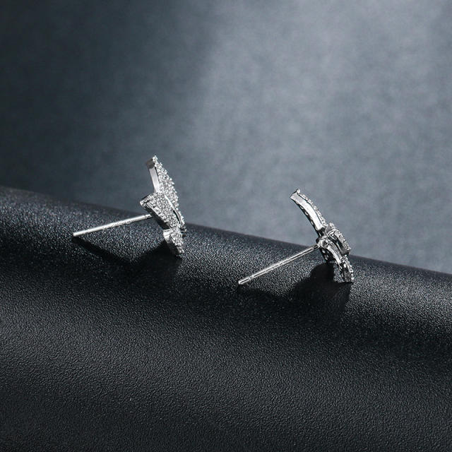 Diamond butterfly ear studs