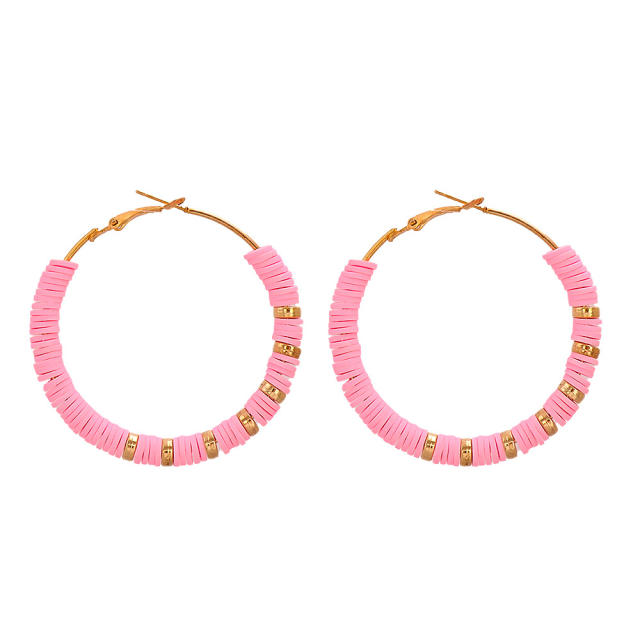 Boho heishi beads hoop earrings