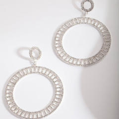 Large size ring diamond dangle earrings
