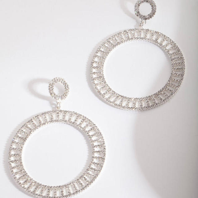 Large size ring diamond dangle earrings