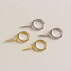 S925 silver diamond huggie earrings