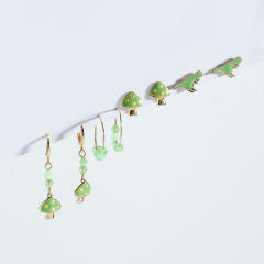 Cute dinosaur mushroom earings set