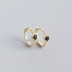 S925 beads diamond huggie earrings