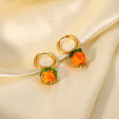 Cute Persimmon 18KG stainless steel huggie earrings