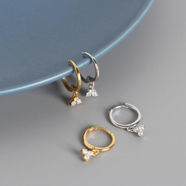 S925 Diamond drop huggie earrings