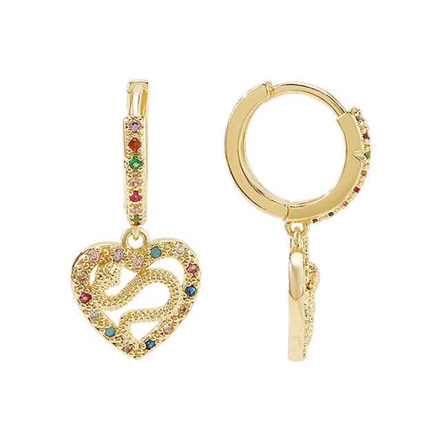 Heart drop huggie earrings