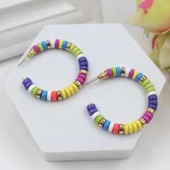 Enamel beads open hoop earrings