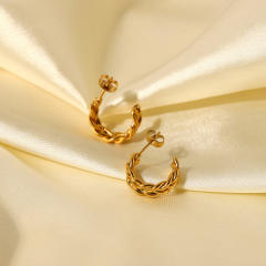 18KG braided open hoop stainless steel earrings