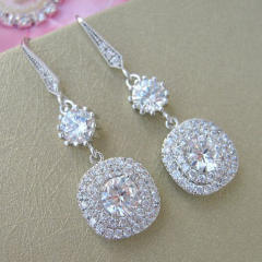Diamond dangle earrings for bridal