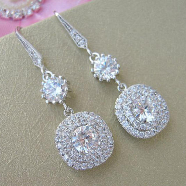 Diamond dangle earrings for bridal