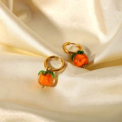 Cute Persimmon 18KG stainless steel huggie earrings