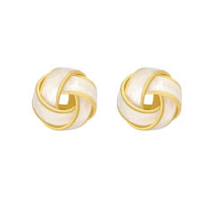 925 needle enamel twist ball ear studs