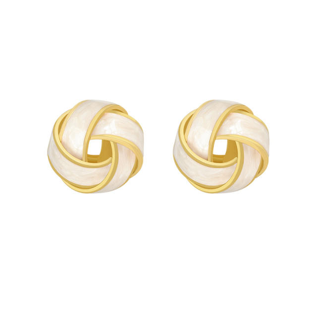 925 needle enamel twist ball ear studs
