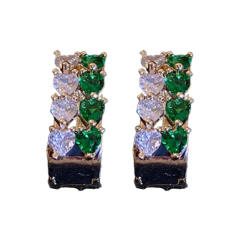 Colored CZ square huggie earrings