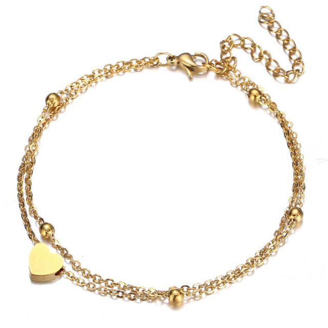 Two layer dainty stainless steel bracelet