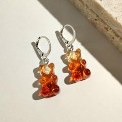 Cute jellly bear colored huggie earrings