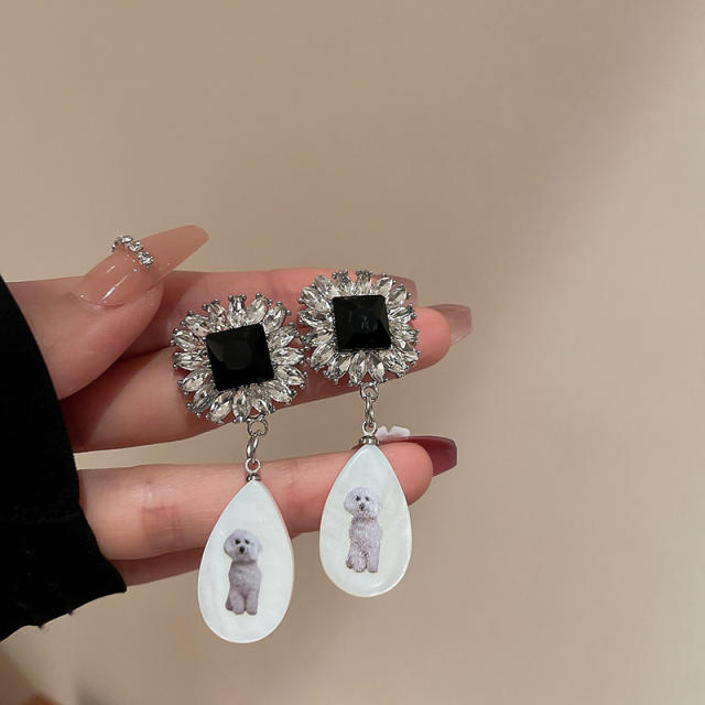Vintage acrylic drop diamond earrings