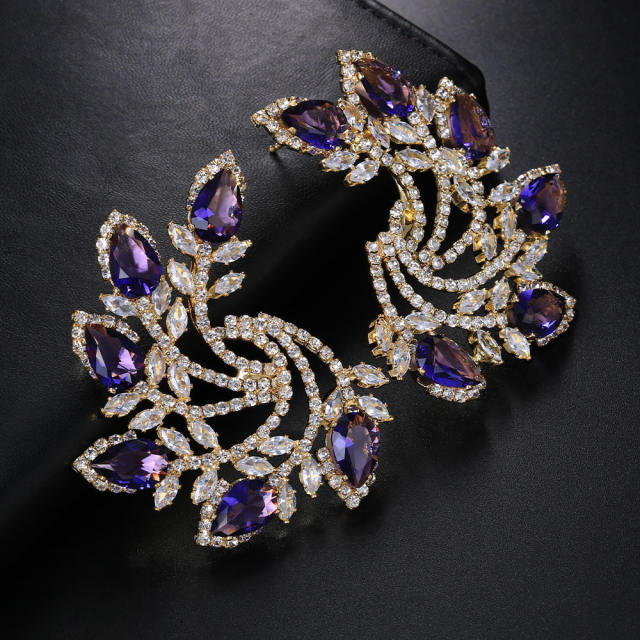 Faux Amethyst statement ear studs