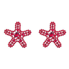 Statement rhinestone colored starfish ear studs