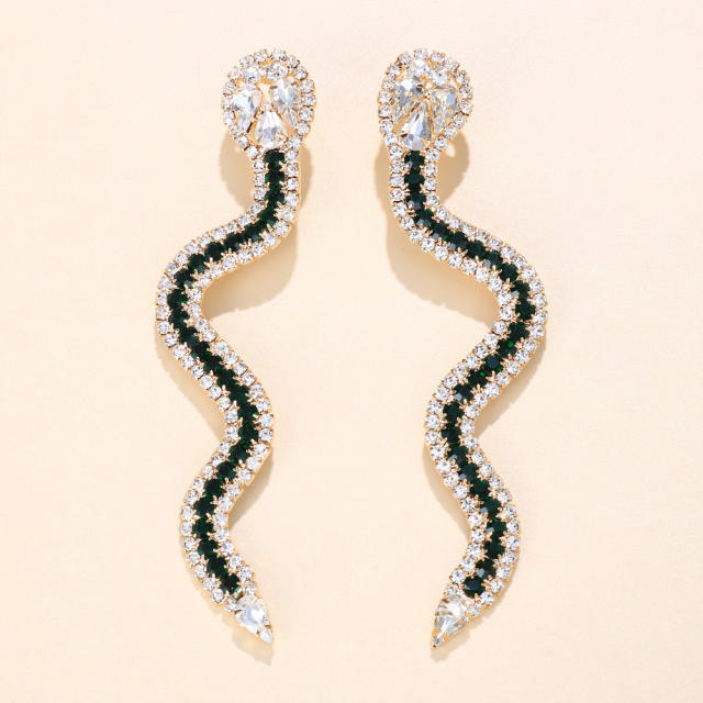 Diamond snake long earrings