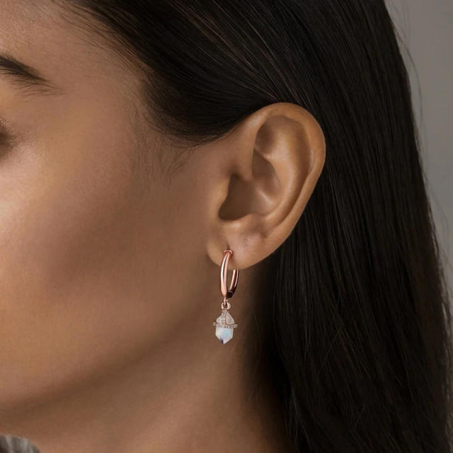 Moonstone Hexagonal column earrings