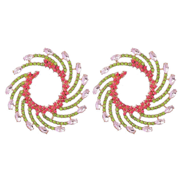 Colored rhinestone statement ear studs